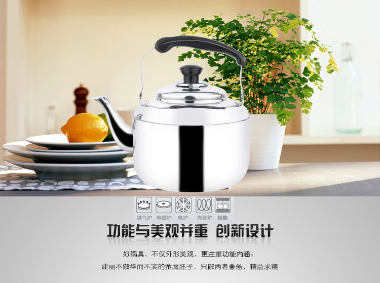 建丽不锈钢鸣音鸣笛快速烧开水壶特价促销4L热水壶电磁炉煤气炉通用