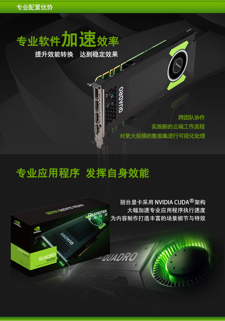 丽台(leadtek)quadro m4000 8gb gddr5/256-bit/ 192gbps 专业显卡