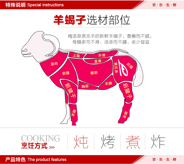 恒都内蒙古乌兰浩特黑头羊羔羊蝎子段1000g袋