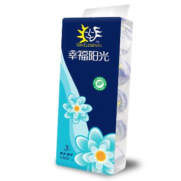 
                                        【京东超市】幸福阳光(sunelements)卫生纸 太阳花系列卷纸3层140G*10卷                