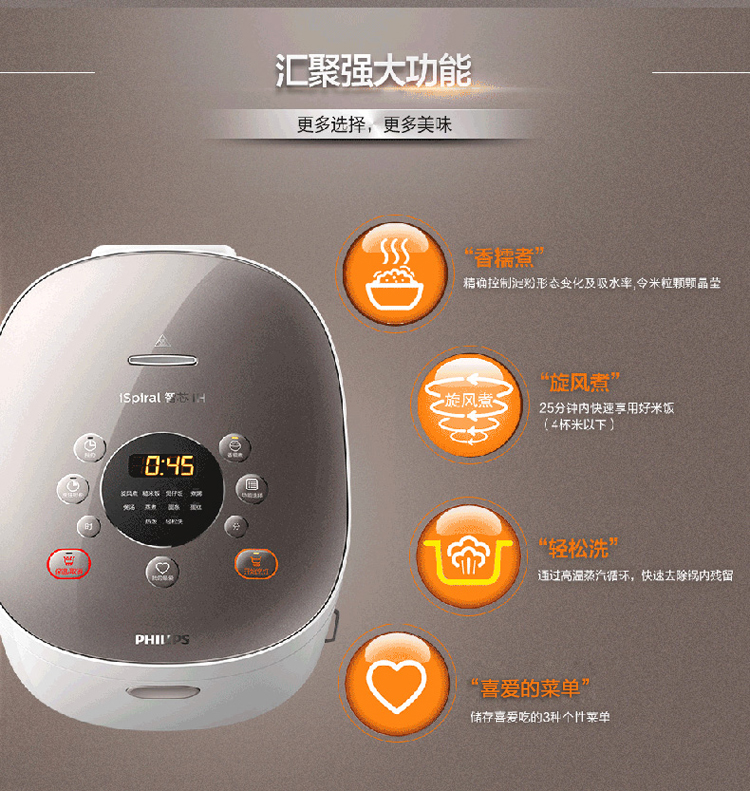 飛利浦(philips)電飯煲 hd3175/21 智能預約電飯鍋4l智芯回漩ih電磁