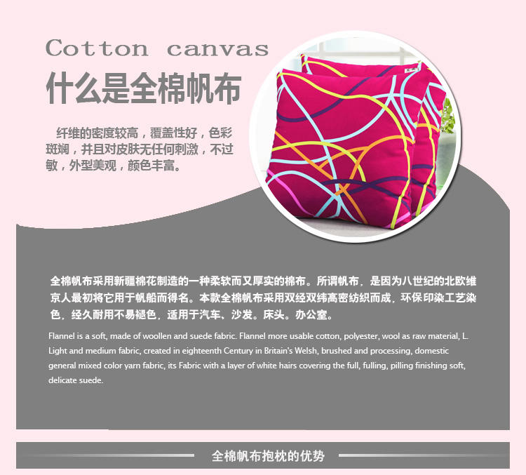 
                                        
                                        艾薇抱枕 外贸全棉印花厚帆布汽车靠枕腰靠枕套+枕芯 满堂红2个                