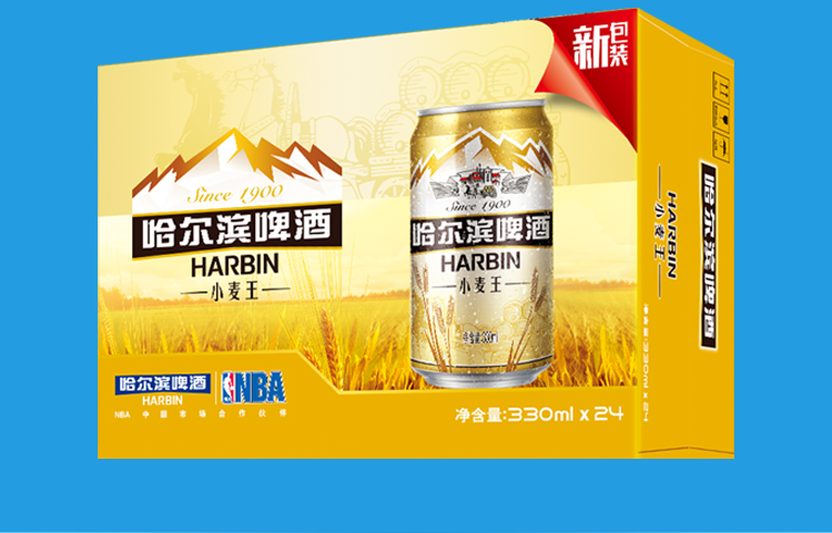 哈尔滨(harbin) 小麦王啤酒330ml*4*6听 整箱装