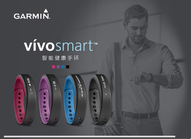 佳明（GARMIN）vivosmart  紫色 智能运动手环腕带 50米防水 计步器蓝牙 睡眠监测 震动提醒