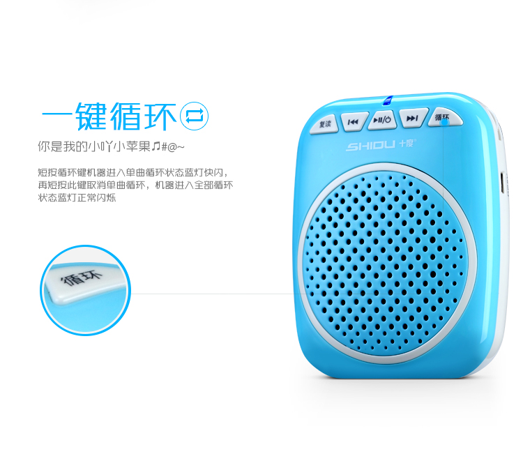 
                                                            十度（ShiDu）SD-S308 小蜜蜂扩音器 促销导游教师扩音器 扩音喇叭 大功率轻巧便携 经典黑                