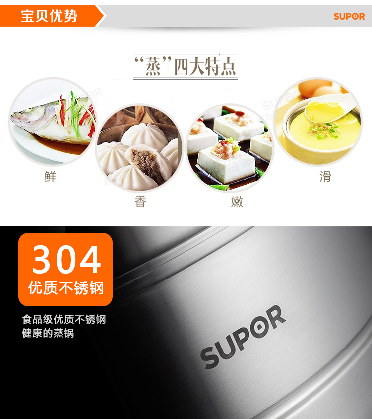 
                                        
                                        苏泊尔28cm巧乐宝易存储三层蒸锅SZ28T1                