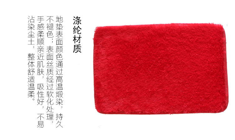 汉莱格 精品超柔丝绒客厅卧室浴室地毯地垫40*60cm大红