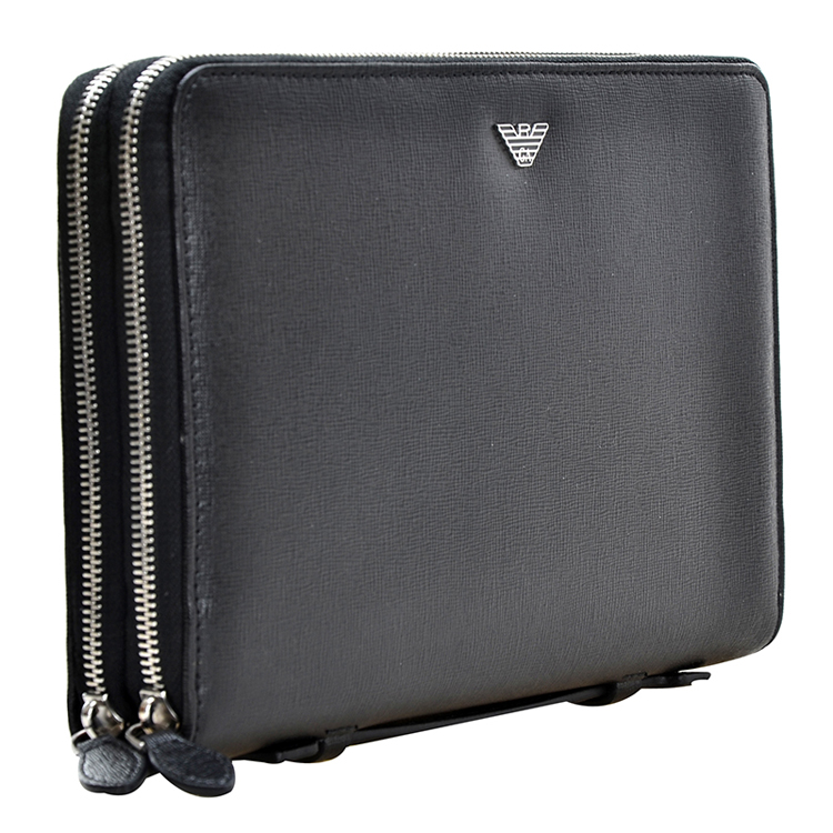 emporio armani 安普里奥·阿玛尼 男士黑色牛皮手拿包 y4r032 ya24e