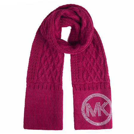 科尔斯 mk女款玫红色长款针织麻花配钻厚款围巾 536205 sho