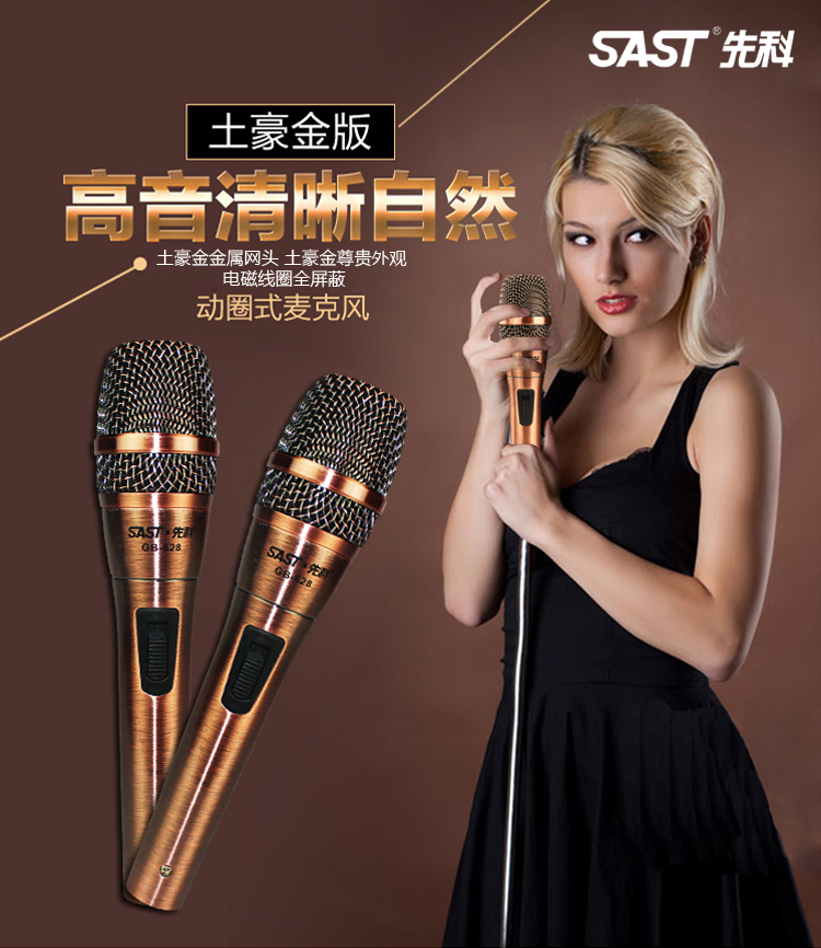 先科（SAST）GB-628 有线话筒麦克风  电脑K歌话筒 动圈式卡拉OK家用会议k歌专用话筒 麦克风电脑k歌专用