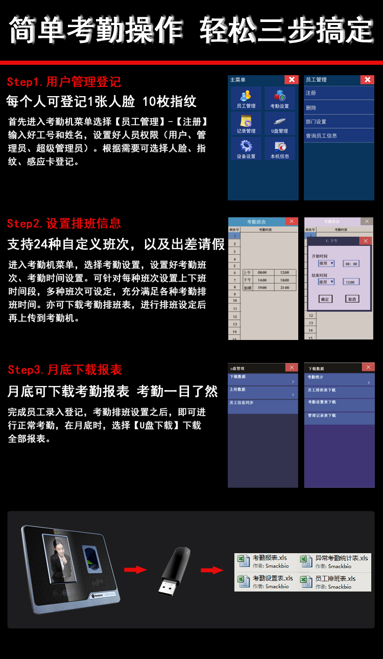 
                                        真地(Realand)F300人脸指纹感应卡考勤机/面部指纹混合识别/人脸指纹刷卡触摸屏打卡机/速度快/大容量/触摸屏                