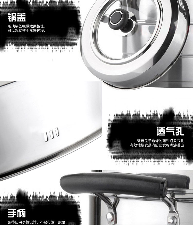 劳特斯（LAOTESI） 韩式不锈钢 26CM复底双层蒸锅 电磁炉通用