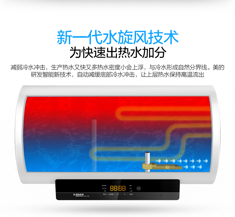 美的（Midea）60升双管速热 无线遥控 一级能效电热水器...-京东