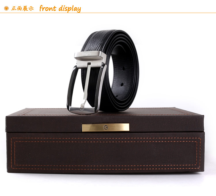 金利来(goldlion)高档男士海豹皮针扣皮带 gbly902-51 黑色