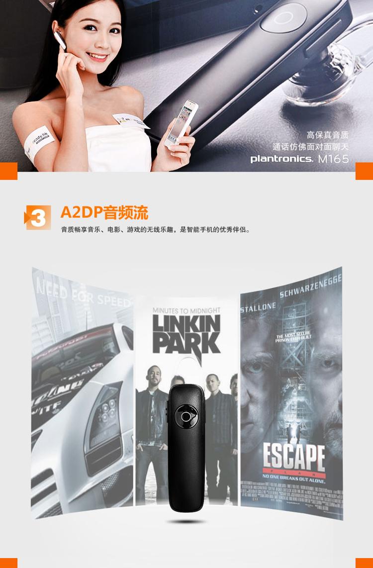 
                                                            缤特力（Plantronics）M165 商务单耳蓝牙耳机 通用型 耳挂式 白色                