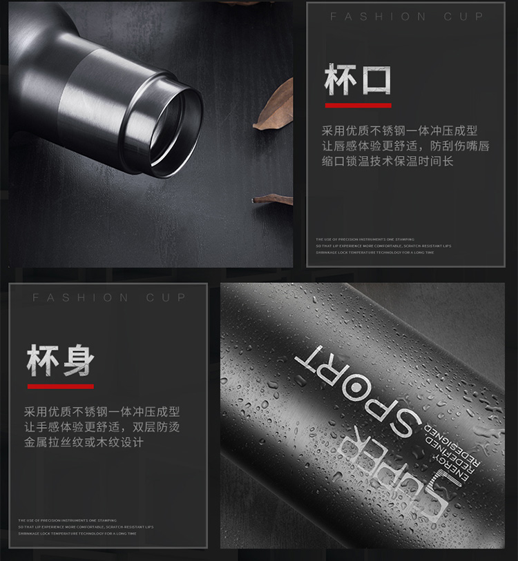 绿珠lvzhu 550ml保温杯双层真空不锈钢水杯 创意时尚运动车载学生男女式茶杯子K137