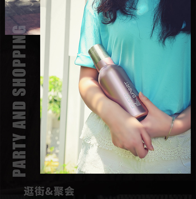绿珠lvzhu 550ml保温杯双层真空不锈钢水杯 创意时尚运动车载学生男女式茶杯子K137
