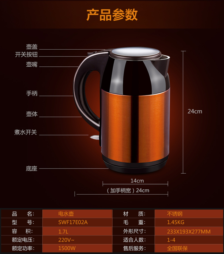 
                                        
                                        苏泊尔（SUPOR）电水壶电热水壶SWF17E02A-150                