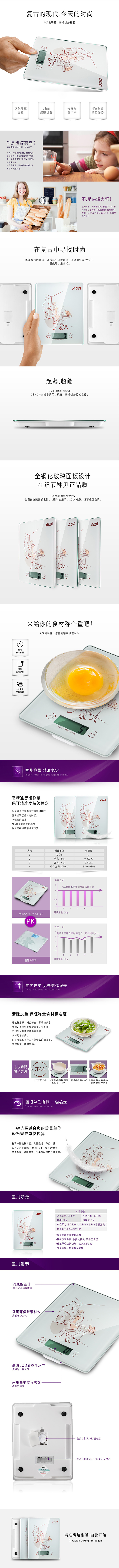
                                        北美电器（ACA）电子厨房秤 电子称 烘焙秤AES-Q7                 