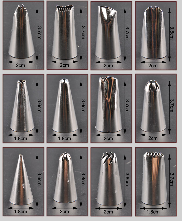 
                                        
                                                            千团精工 烘焙裱花工具套装 24头新款花型裱花嘴 裱花模具 裱花奶油咀                