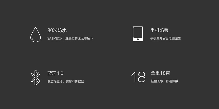 Weloop 唯乐Now Classic智能手环  来电提醒 短信显示 微信查看 日常记录 睡眠管理 无声闹钟 可换腕带