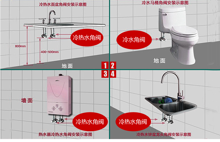 华艺(huayi)129011h角阀 全铜加厚 冷热水 三角阀 八字阀 止水阀 卫浴