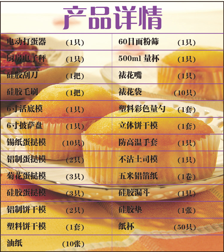 
                                        
                                                            千团精工 烘焙套装 吐司蛋糕烘焙工具 家用新手蛋挞西点烘焙模具用品组合套餐 TZ025                