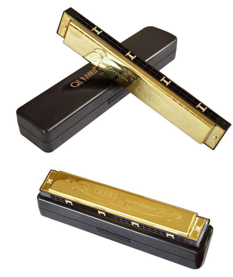 奇美(qimei)qm24a-24 24孔复音c调金色口琴