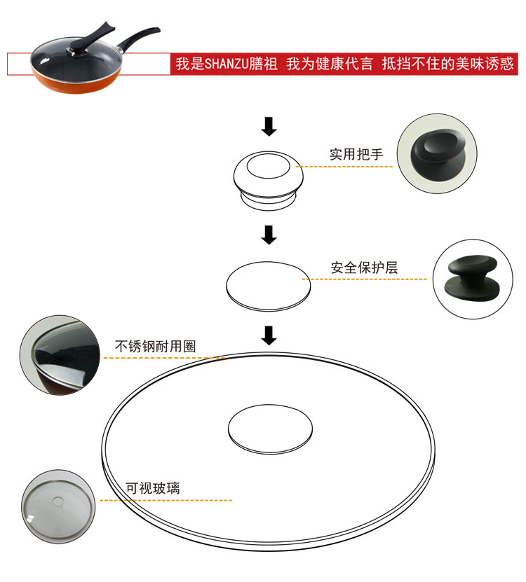 膳祖（SHANZU）30CM不粘炒锅 S1010