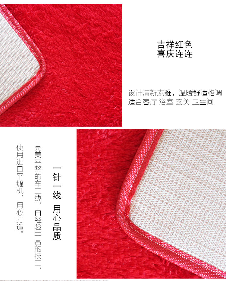 汉莱格 精品超柔丝绒客厅卧室浴室地毯地垫40*60cm大红
