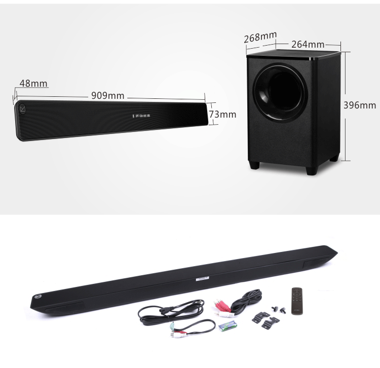 
                                        奋达（F&D）巨峰T-388 Soundbar 高品质电视音响 家庭影院 回音壁 蓝牙 光纤 配8英寸无线低音炮                