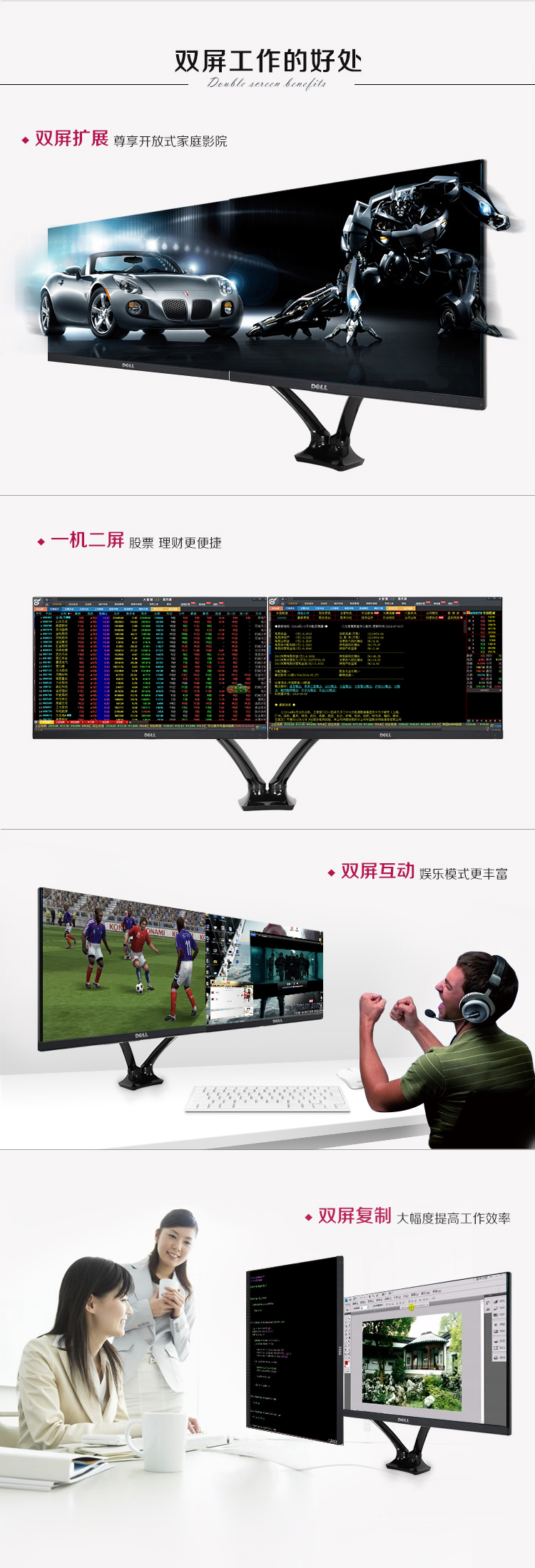 戴尔（DELL）UltraSharp U2415 24英寸LED背光IPS液晶显示器双屏组合套装