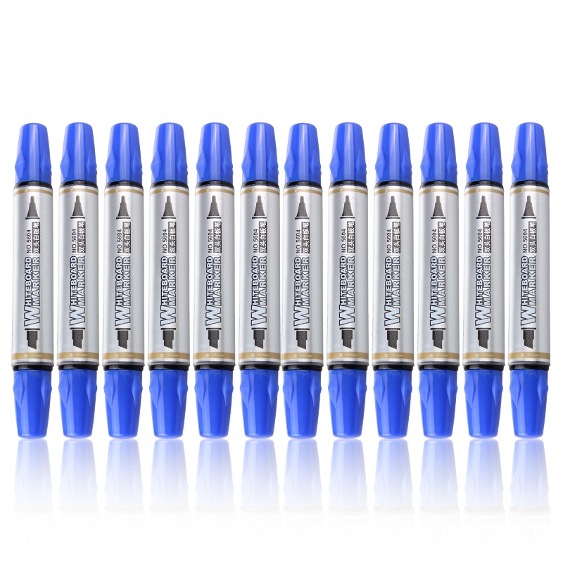 三木(sunwood) 5604 高级易檫白板笔 粗/细双笔头 蓝色 12支装