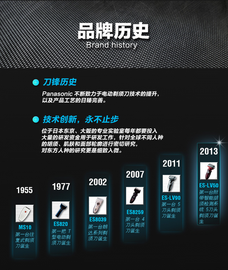 
                                        松下（Panasonic）电动剃须刀刮胡刀干湿两剃全身水洗三刀头ES-FRT2-K405                