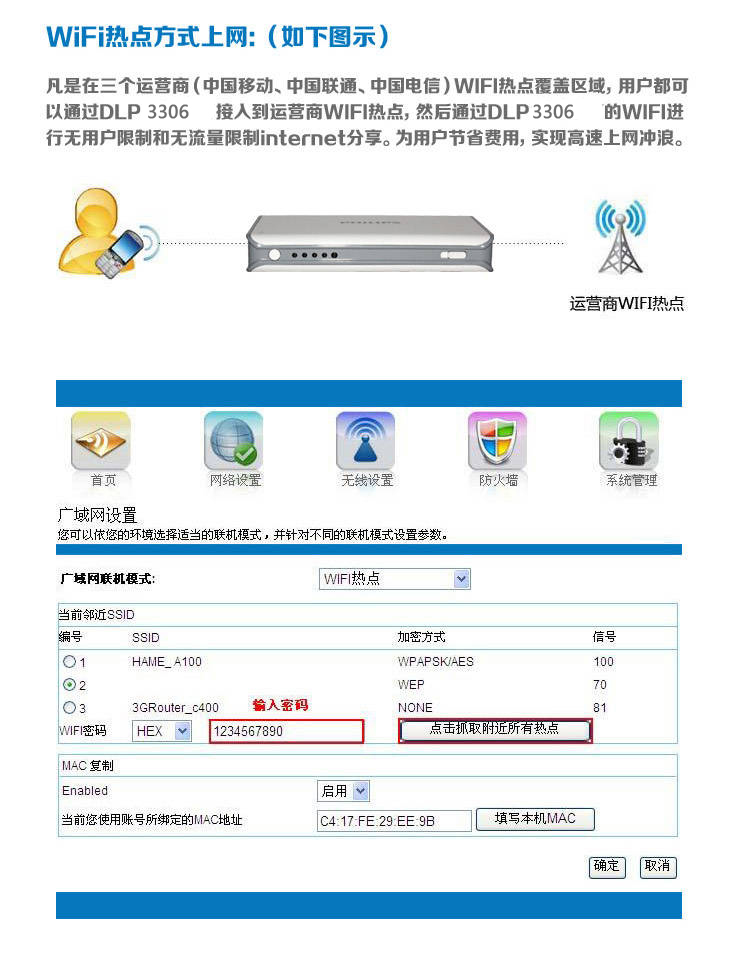 飞利浦 3000毫安 WiFi移动电源/充电宝 自带无线路由器 聚合物 DLP3306 白色