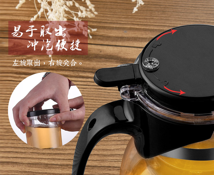 绿珠lvzhu 飘逸杯可拆洗内胆 套装一壶四杯一茶盘700ml居家办公纯手工吹制高硼硅耐热玻璃泡花草茶壶Q731