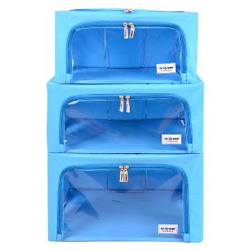 【京东超市】百草园 欧标牛津布收纳箱 衣服杂物整理箱储物箱36L+46L+60L 3个装 清新蓝 欧标新贵600D