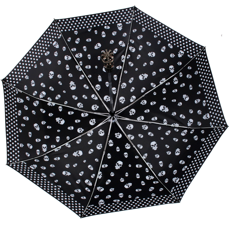 
                                        【京东超市】天堂伞（防晒值UPF50+）黑色骑士黑丝靓胶三折自开收晴雨伞31008E黑图内                