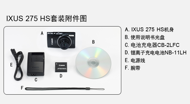 佳能（Canon）IXUS 275 HS 数码相机（2020万像素 12倍光学变焦 25mm超广角）黑色套装（16卡+相机包）