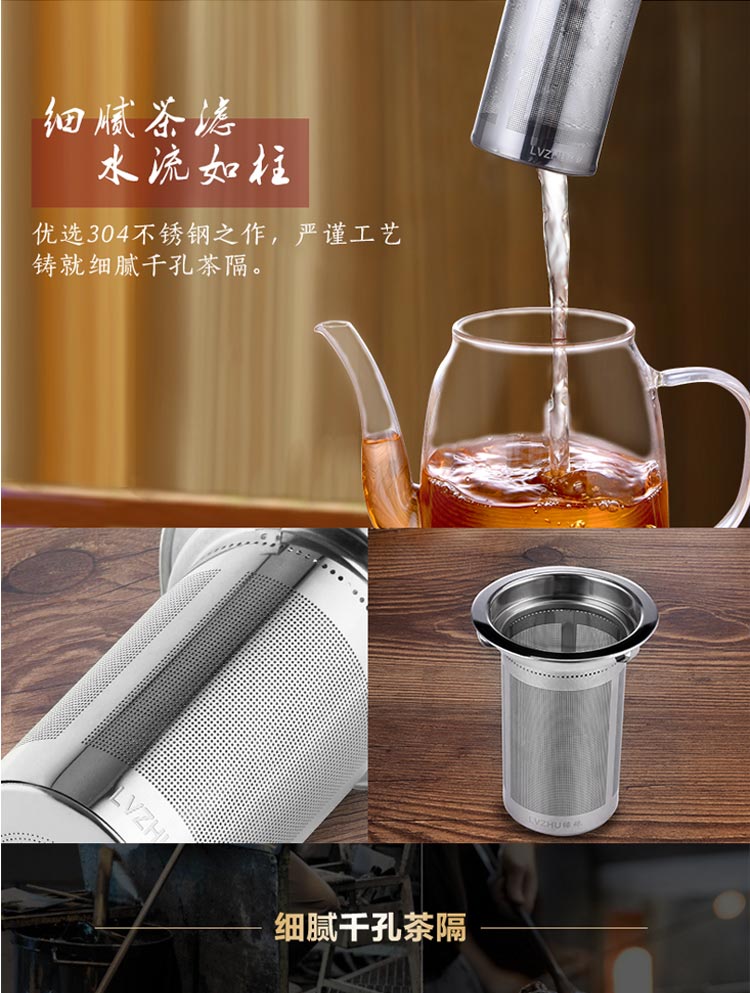 绿珠lvzhu 玻璃茶壶套装一壶四杯一茶盘 850ml居家办公高硼硅耐热玻璃泡花草茶壶Q725