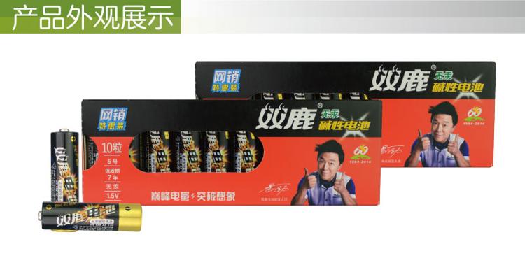 
                                        
                                        双鹿 5号电池五号碱性电池5号AA电池10粒装 儿童玩具遥控挂钟鼠标键盘电池                