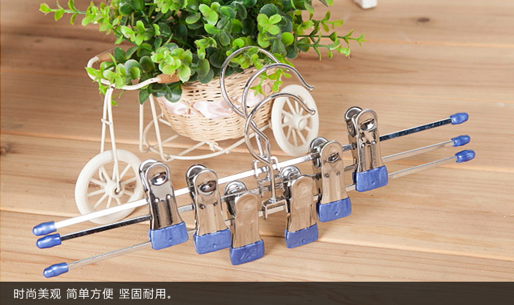 
                                        
                                                            加品惠 铁艺裤架 浸塑裤夹防滑衣架夹子衣服架衣架子JX0577裤夹6支装                