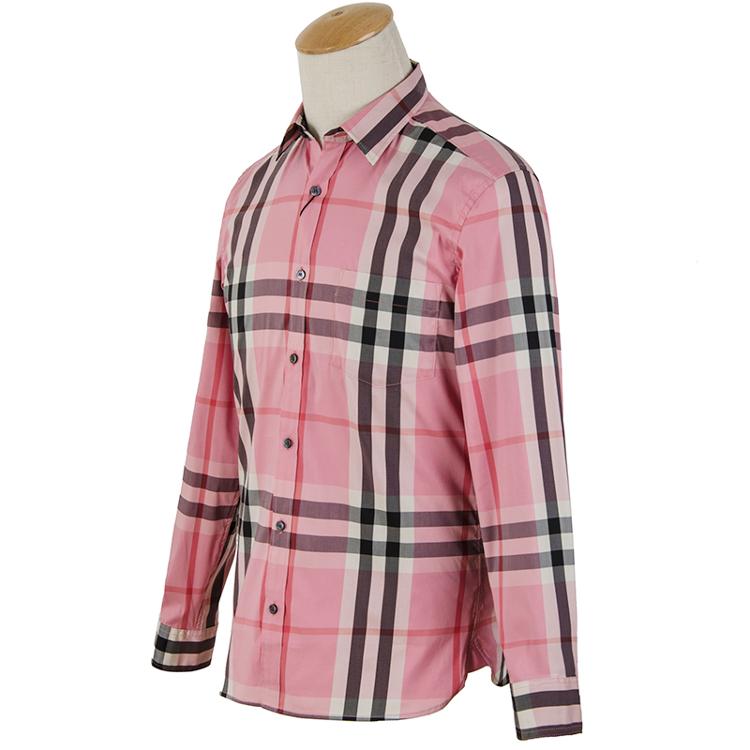 burberry 巴宝莉 男款粉色格纹混纺特大格纹棉质衬衫 39633251 l码