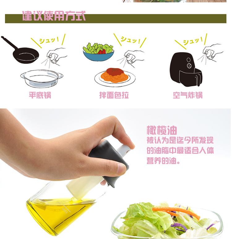 HARIO  日本原装进口 喷雾式玻璃油瓶 耐热玻璃 玻璃调味瓶 OS-60-TOG军绿色 60ml
