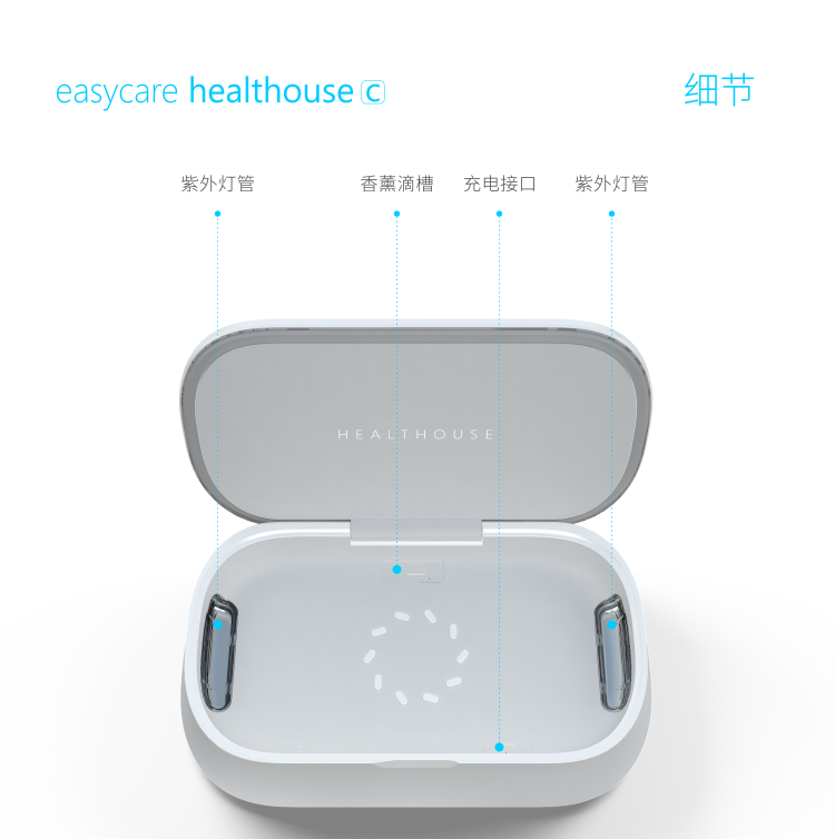 易事关怀（easycare）easycare healthouse C 手机健康屋 手机便携SPA消毒香薰有线充电 白