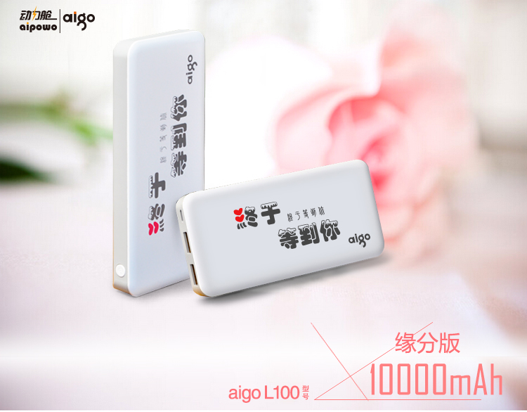 aigo 10000毫安 移动电源/充电宝 聚合物 双USB输出 L100 缘份版
