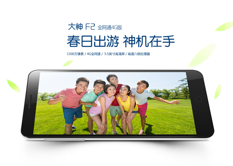 大神 F2 (8675-A) 智尚白 移动联通电信4G手机 双卡双待