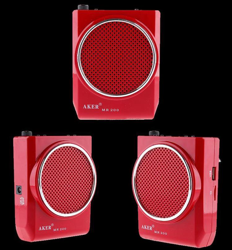 
                                        爱课(AKER)MR200音响LED显示屏FM收音录音便携腰挂喊话器小蜜蜂扩音器(红色)                