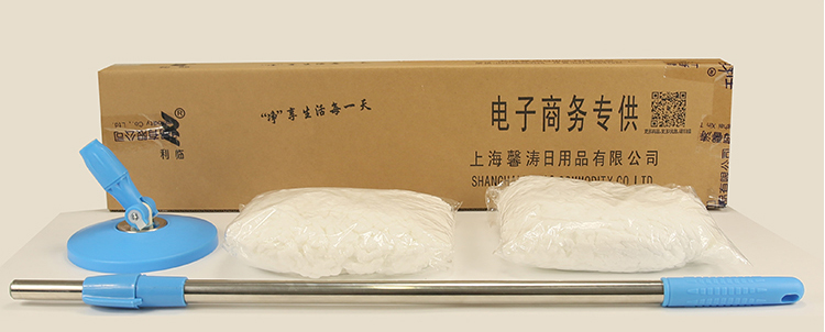 
                                        
                                                                                利临 旋转拖把杆带圆盘加粗通用手压自动甩水圆盘拖把杆替换配件套装不带桶(送2个原装旋转拖把头)                