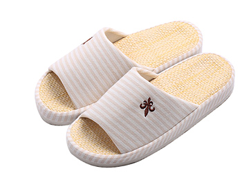 Homix 草编刺绣防滑厚底家居拖鞋 灰色 39-42码